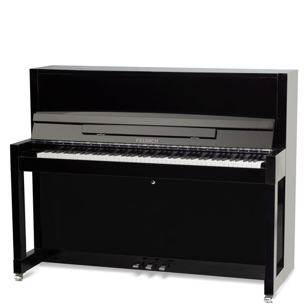 Feurich 115 Premiere Upright Piano; Polished Black Chrome Fittings