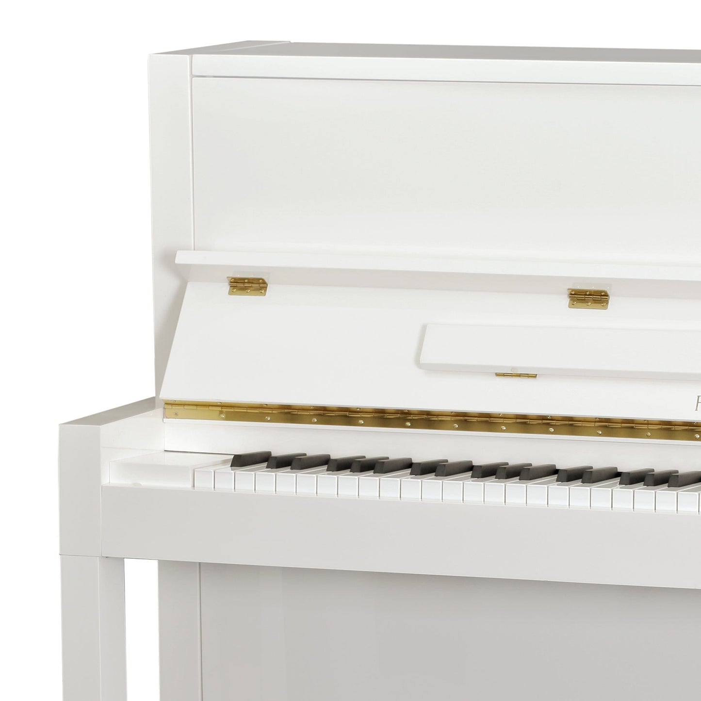 Feurich 115 Premiere Upright Piano; Polished White