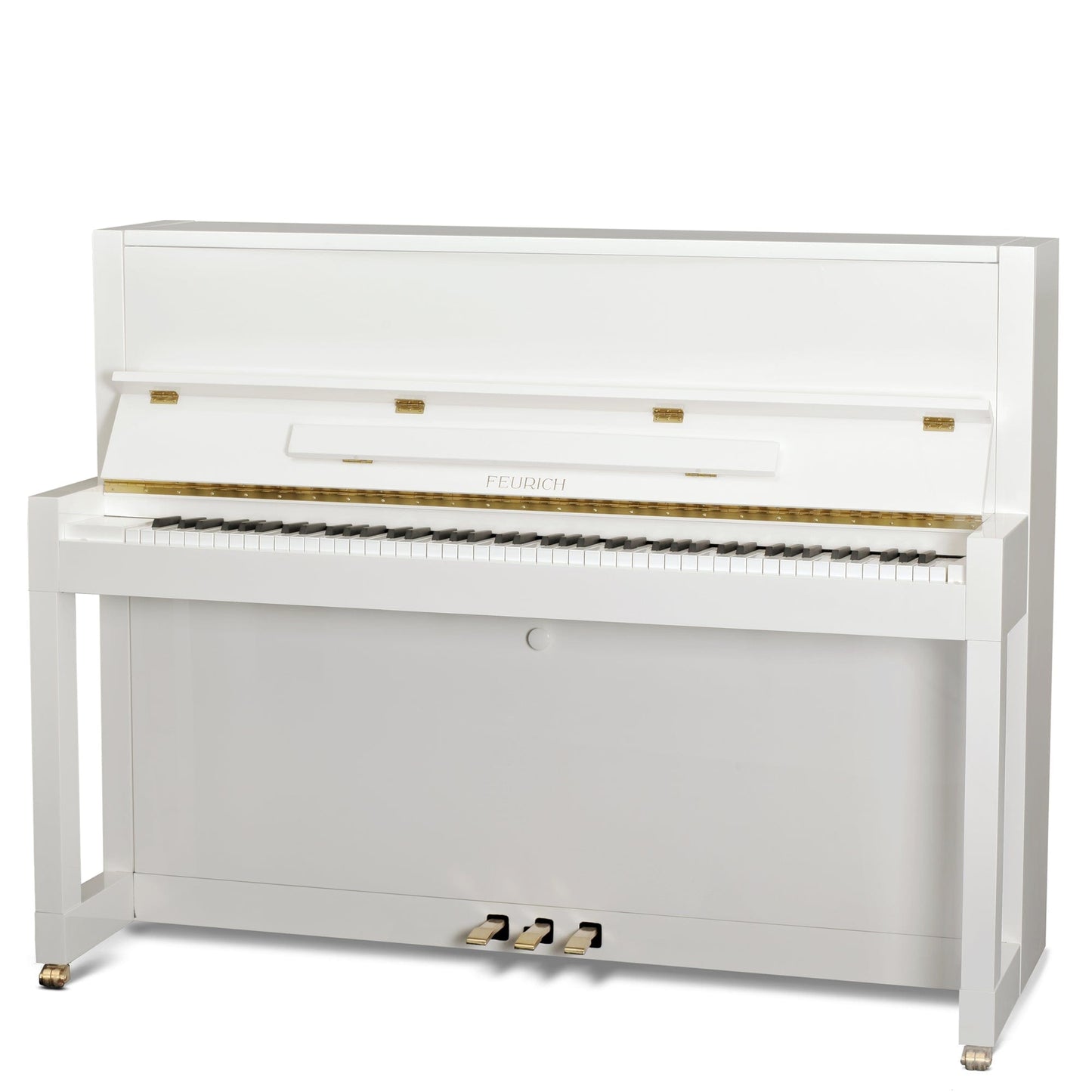 Feurich 115 Premiere Upright Piano; Polished White