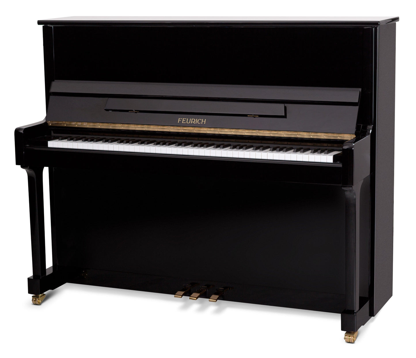 Feurich 122 Universal Upright Piano; Polished Black