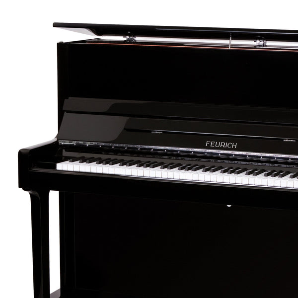 Feurich 122 Universal Upright Piano; Polished Black Chrome Fittings