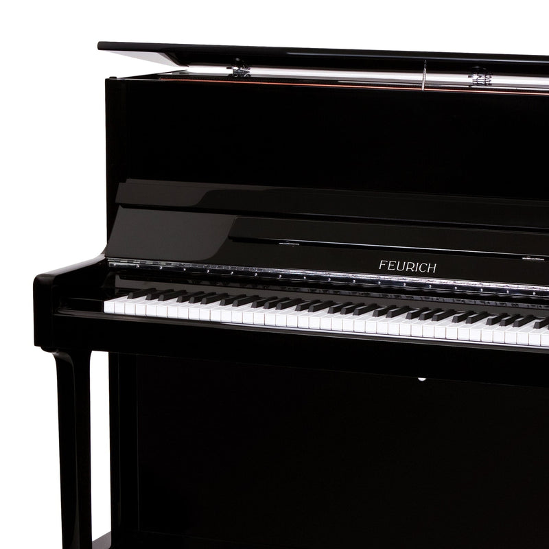 Feurich 122 Universal Upright Piano; Polished Black Chrome Fittings