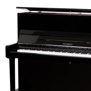 Feurich 122 Universal Silent Upright Piano; Polished Black Chrome Fittings