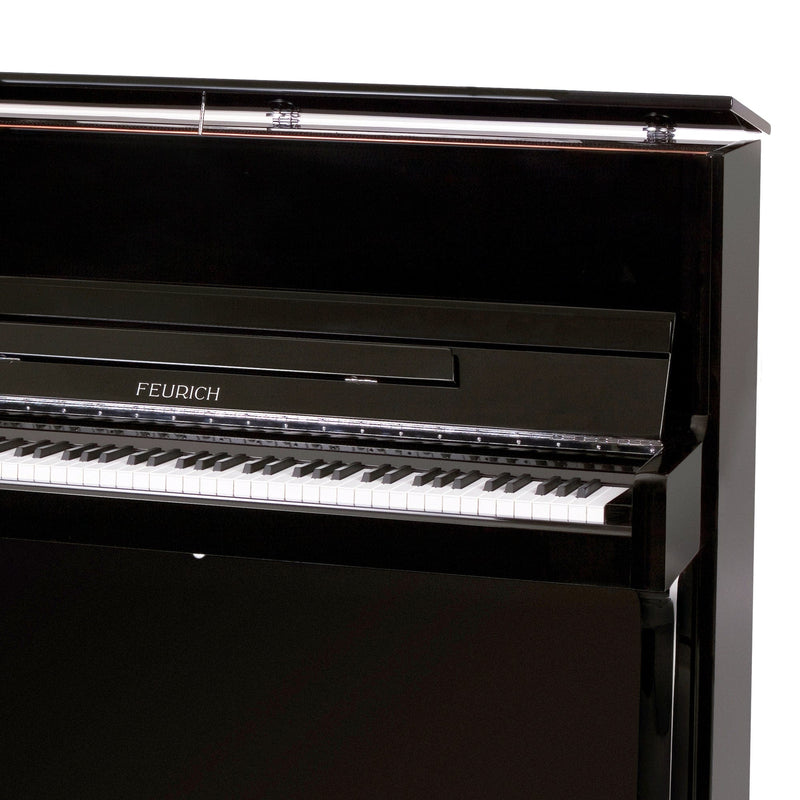 Feurich 122 Universal Upright Piano; Polished Black Chrome Fittings