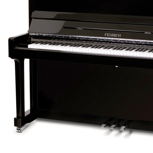 Feurich 122 Universal Upright Piano; Polished Black Chrome Fittings