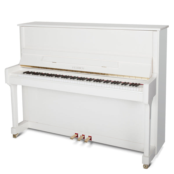 Feurich 122 Universal Silent Upright Piano; Polished White