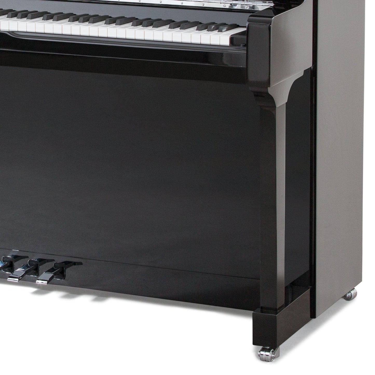 Feurich 133 Concert Upright Piano; Polished Black Chrome Fittings