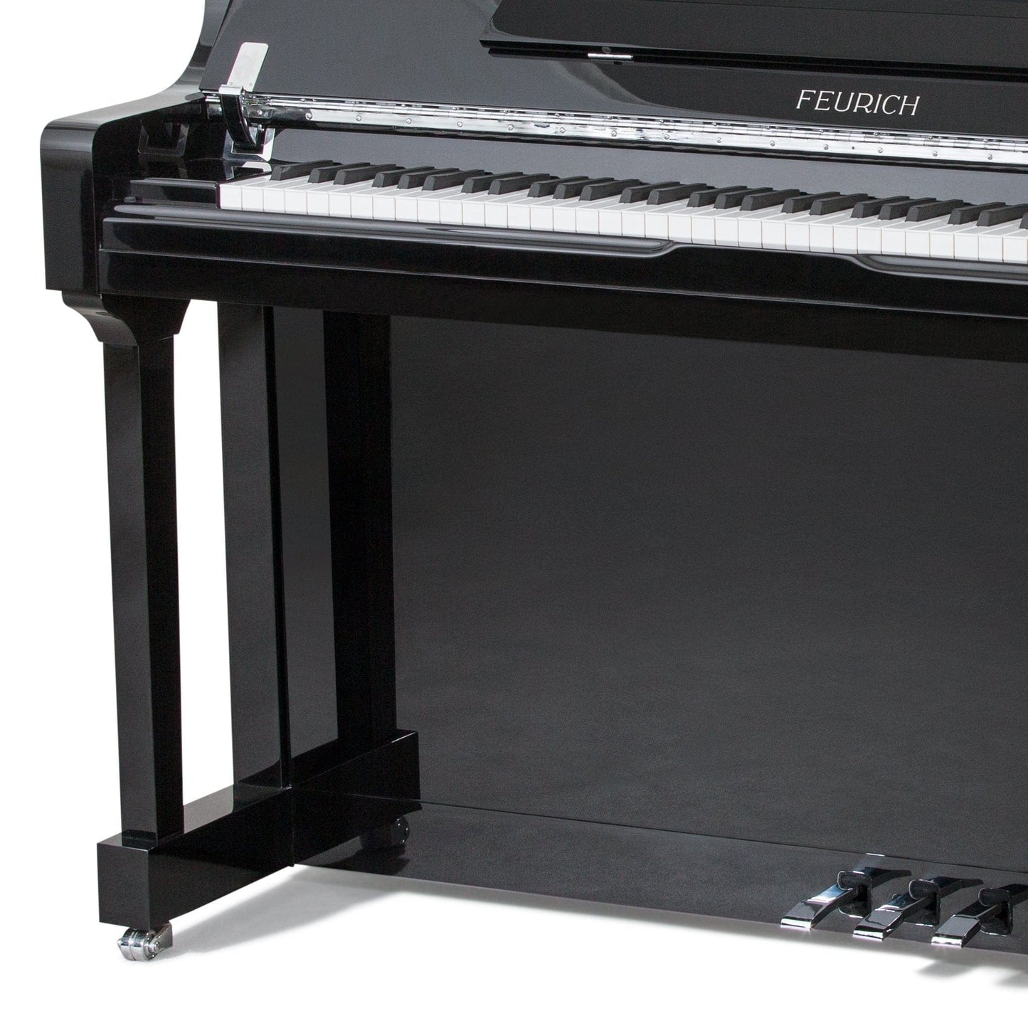 Feurich 133 Concert Upright Piano; Polished Black Chrome Fittings