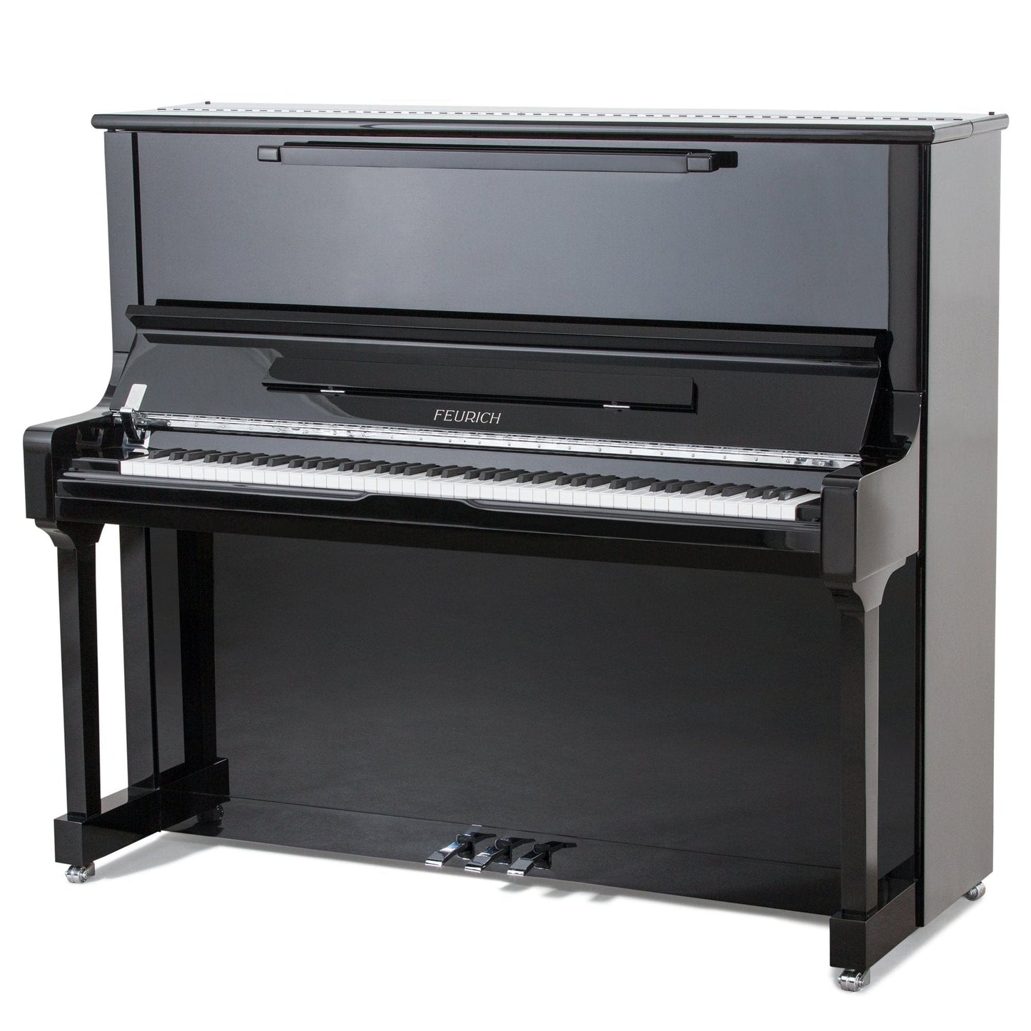 Feurich 133 Concert Upright Piano; Polished Black Chrome Fittings