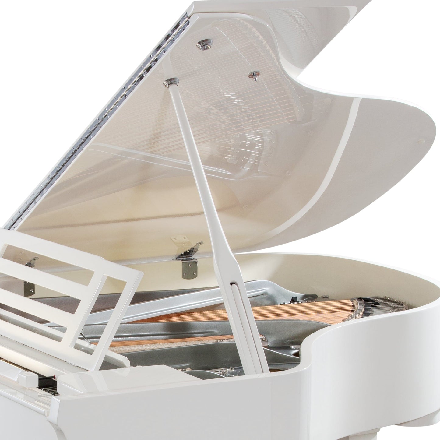 Feurich 179 Dynamic II Grand Piano; Polished White with Chrome Fittings