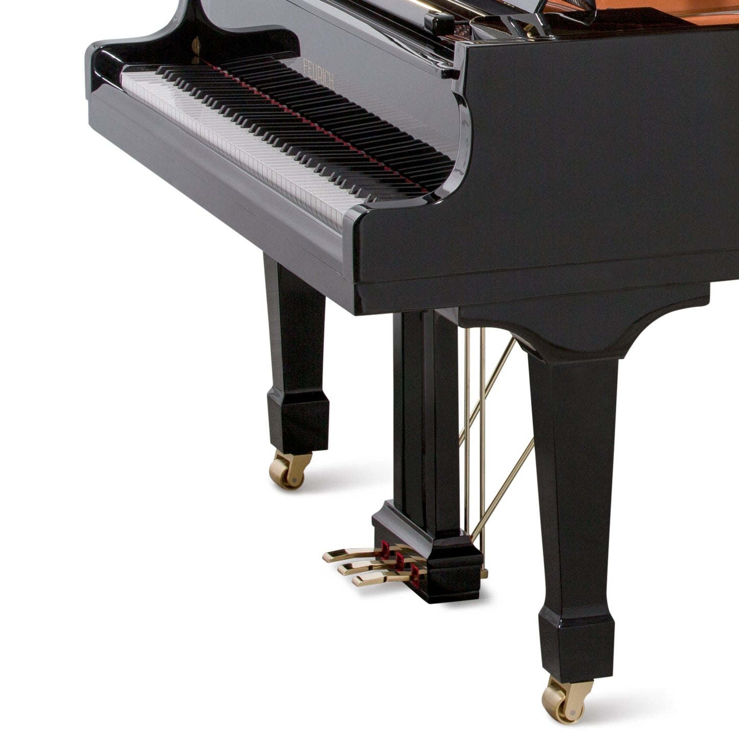 Feurich 218 Concert I Grand Piano; Polished Black with Brass Fittings