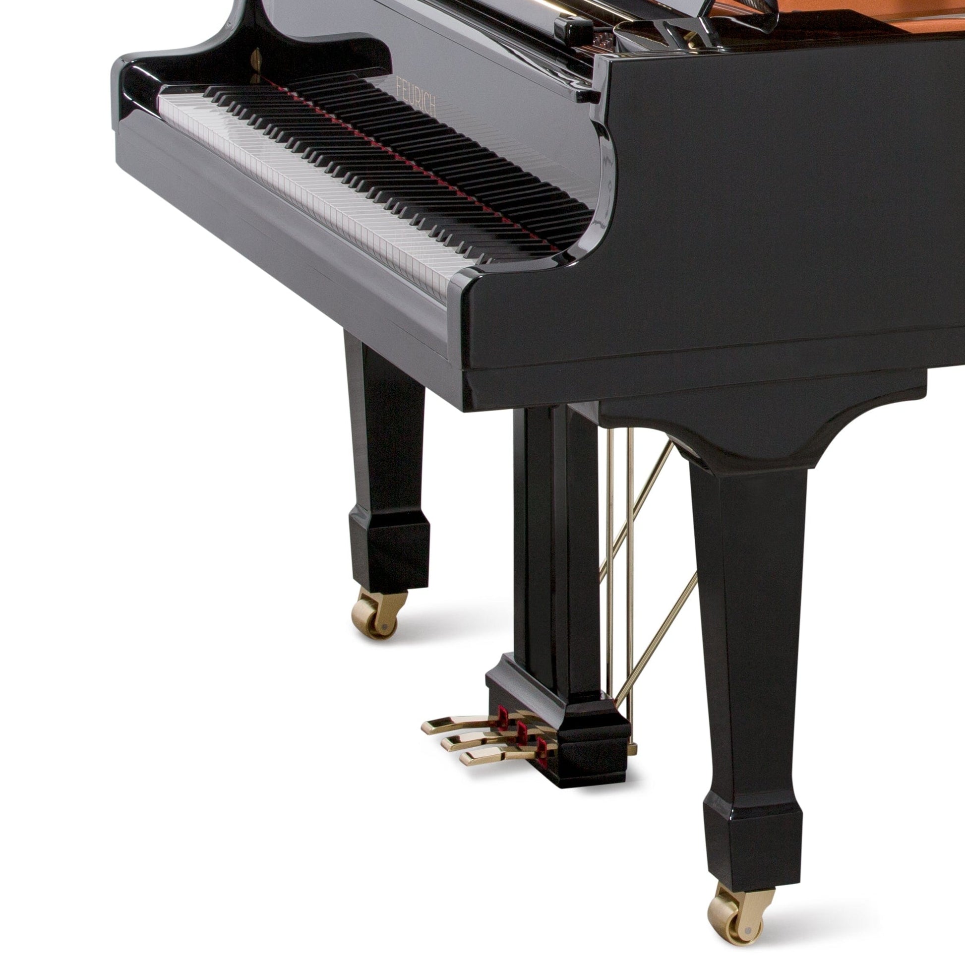 Feurich 218 Concert I Grand Piano; Polished Black with Brass Fittings
