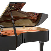 Feurich 218 Concert I Grand Piano; Polished Black with Brass Fittings