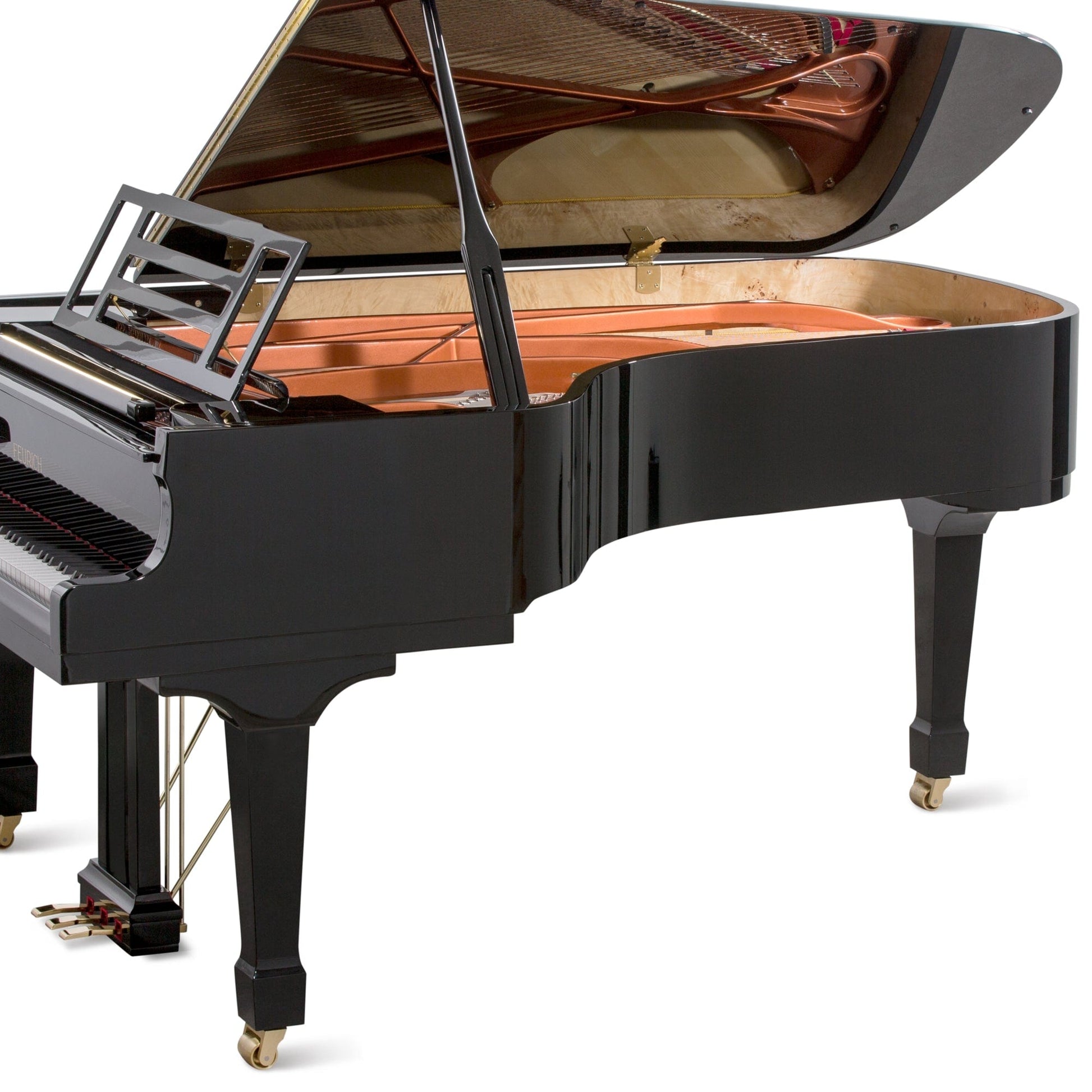 Feurich 218 Concert I Grand Piano; Polished Black with Brass Fittings