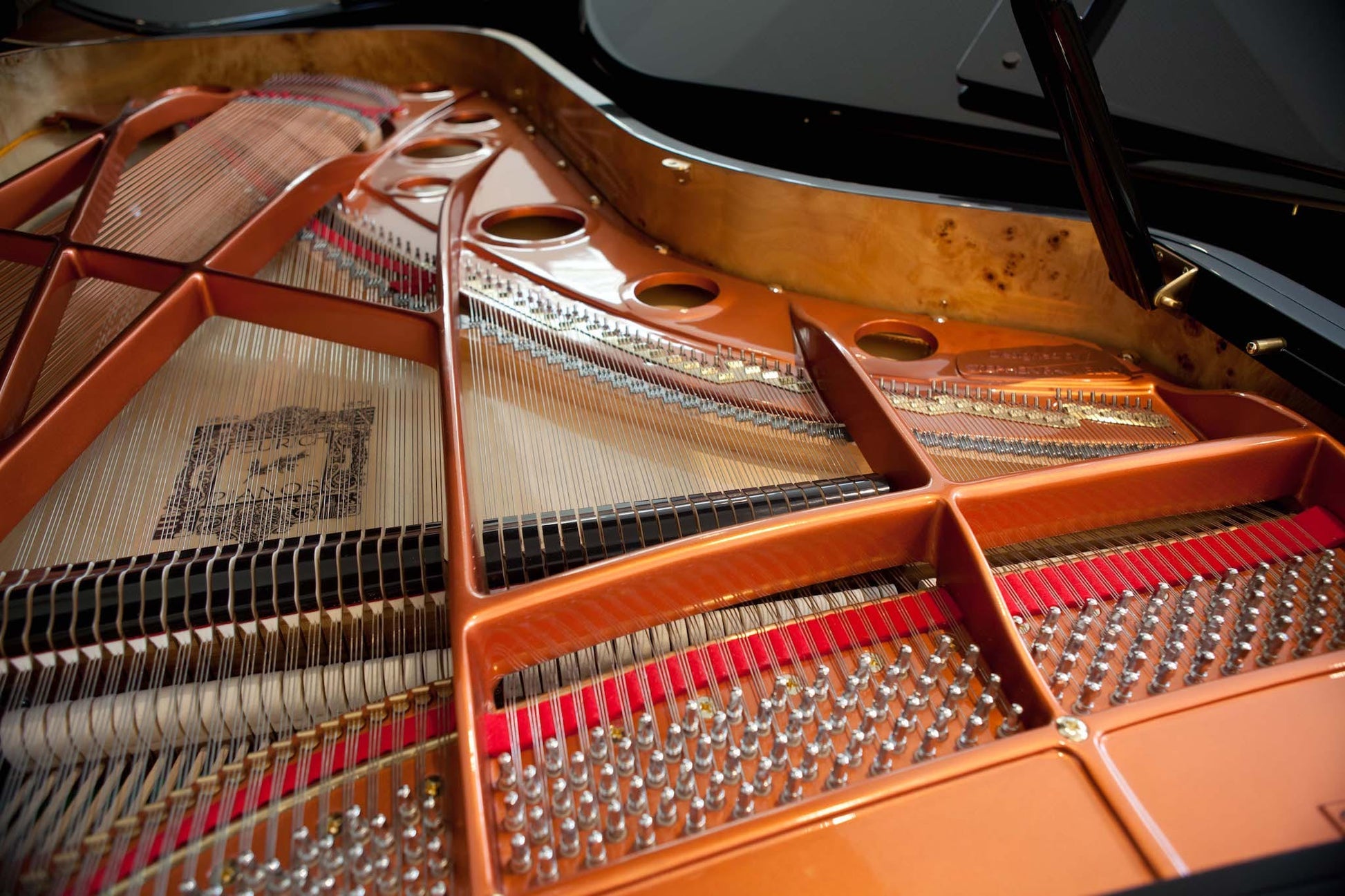 Feurich 218 Concert I Grand Piano; Polished Black with Brass Fittings