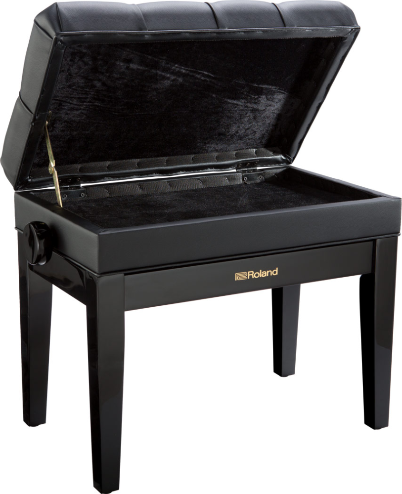 Roland RPB-500PE Piano Bench; Polished Ebony Vinyl Seat With Music Compartment