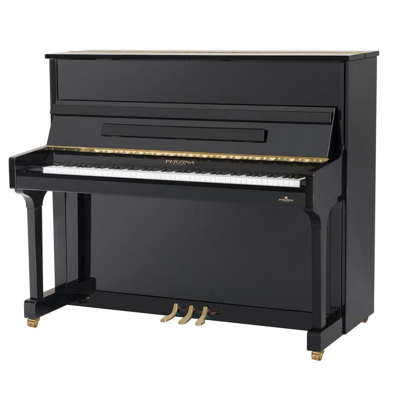 Perzina UP129 Upright Piano; Black Polished