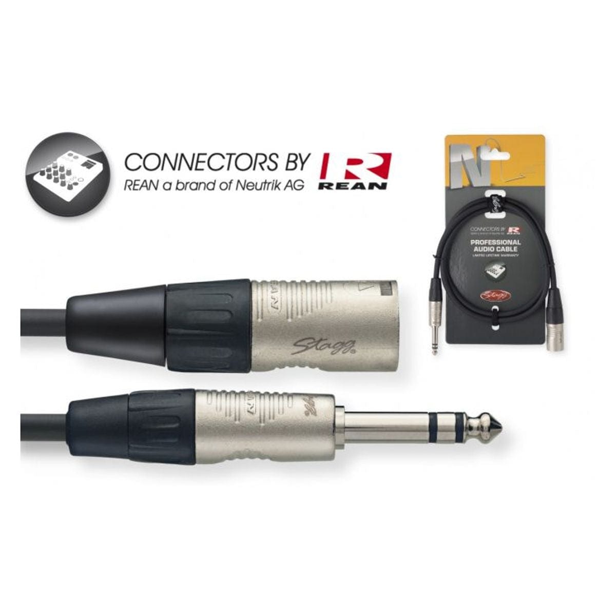 Stagg NAC10PSXMR Stereo Jack To Male XLR cable 10m