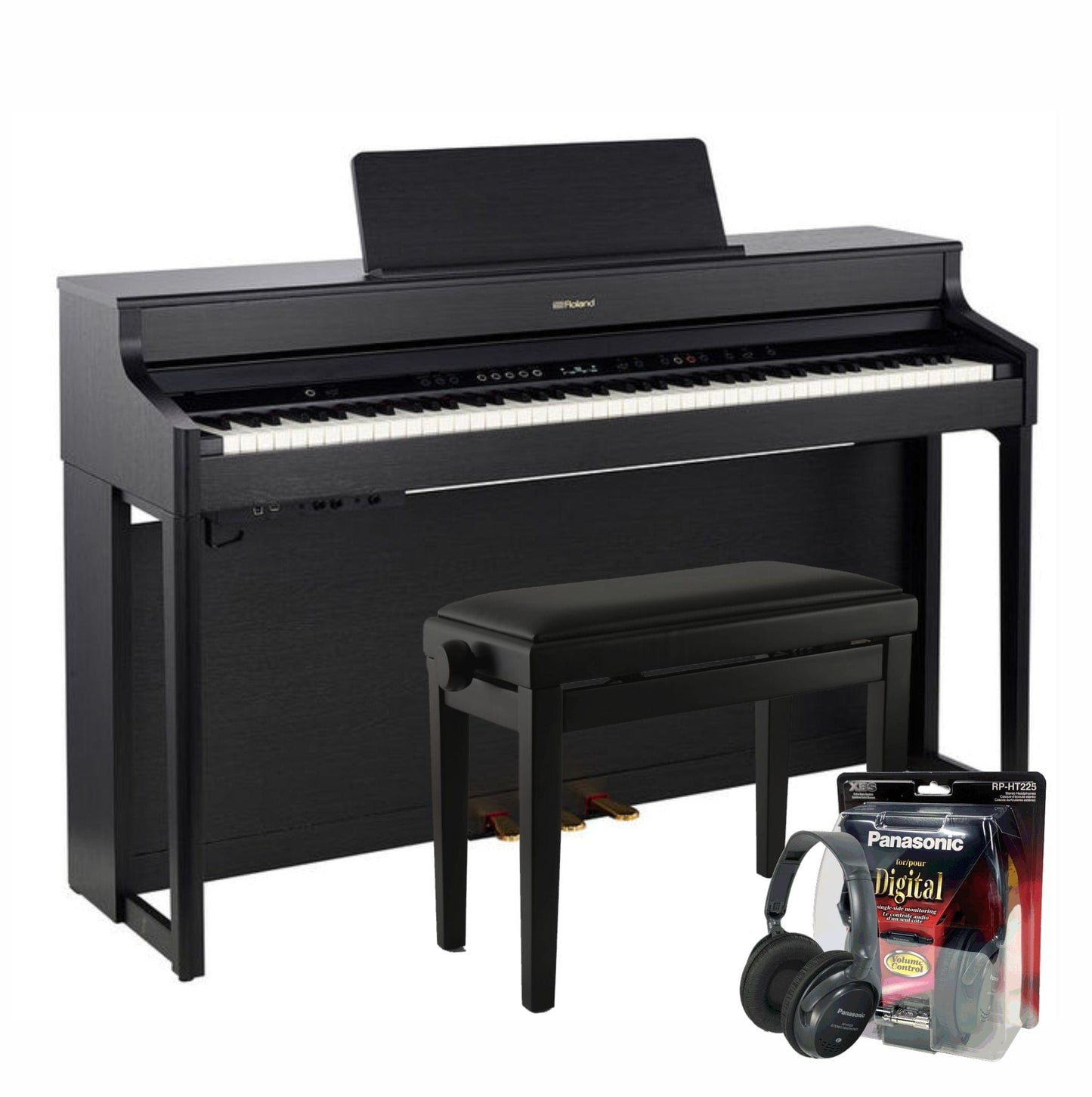 Roland HP702 Charcoal Black Digital Piano Value Package