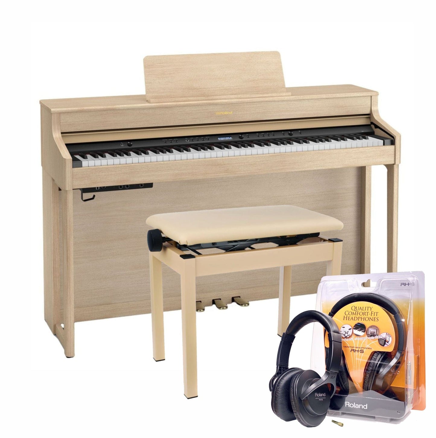 Roland HP702 Light Oak Branded Accessories Package