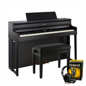 Roland HP704 Charcoal Black with Piano Stool & Roland RH200 Headphones