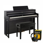 Roland HP704 Charcoal Black with Piano Stool & Roland RH200 Headphones
