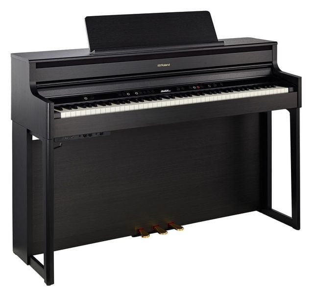 Roland HP704 Charcoal Black with Piano Stool & Roland RH200 Headphones