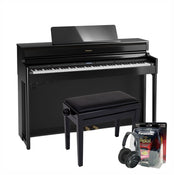 Roland HP704 Polished Ebony Digital Piano Value Package