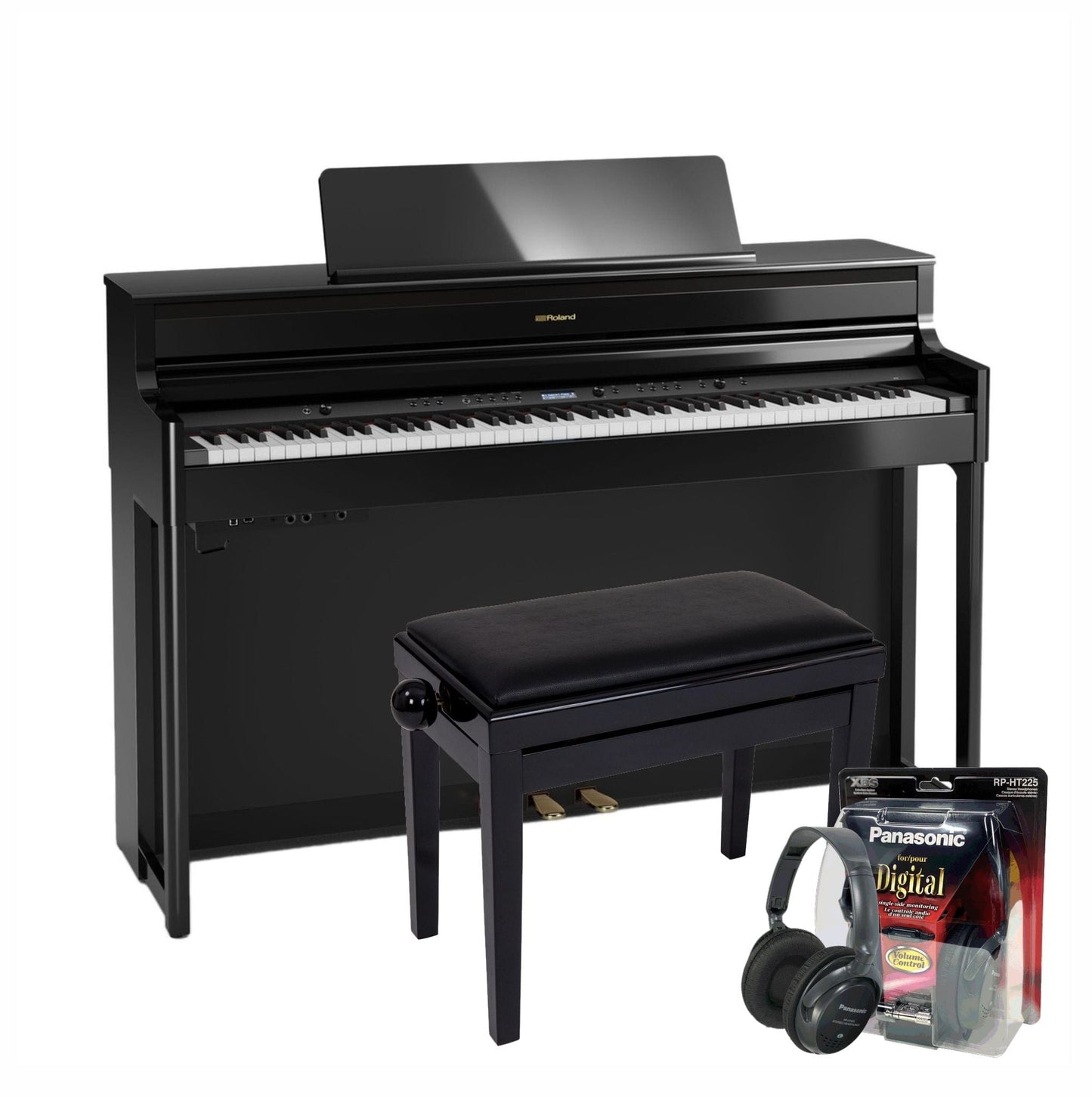 Roland HP704 Polished Ebony Digital Piano Value Package