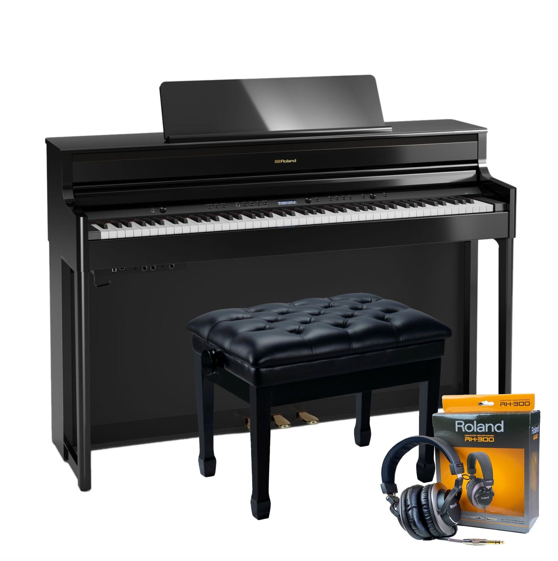 Roland HP704 Polished Ebony Concert Package