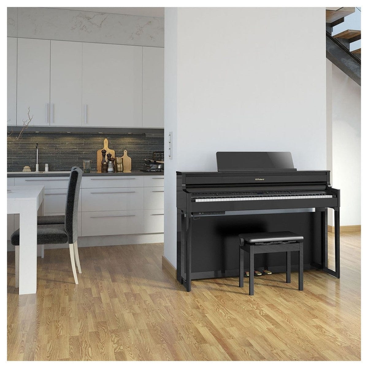 Roland HP704 Polished Ebony Digital Piano Value Package