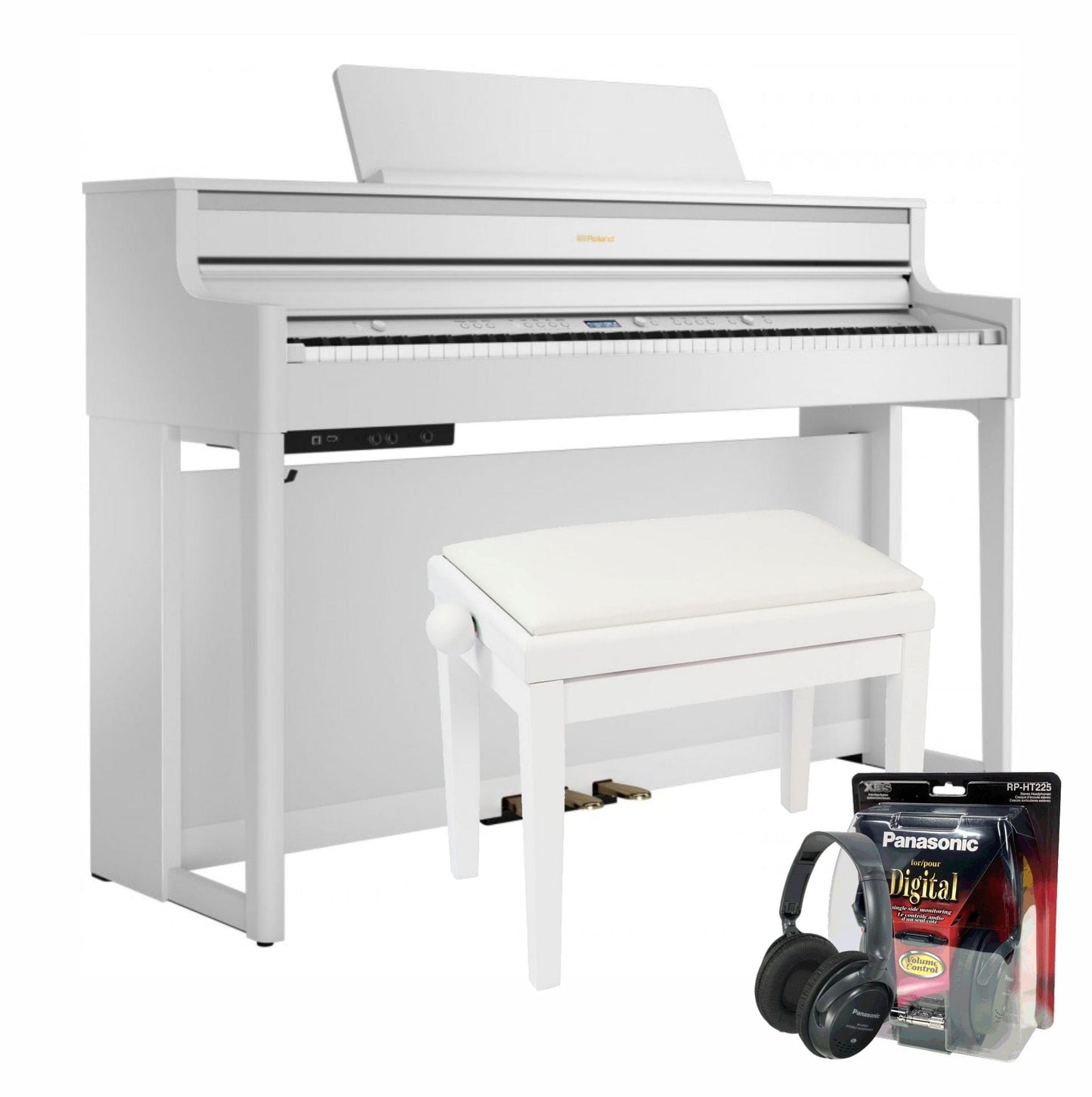 Roland HP704 White Digital Piano Value Package