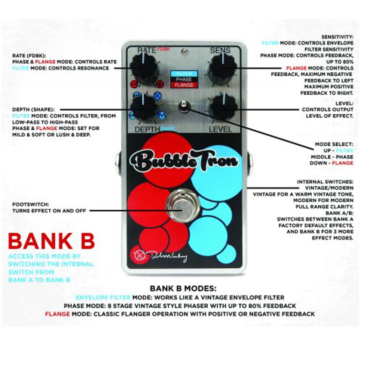 Keeley Bubble Tron Dynamic Flanger Phaser Effects Pedal
