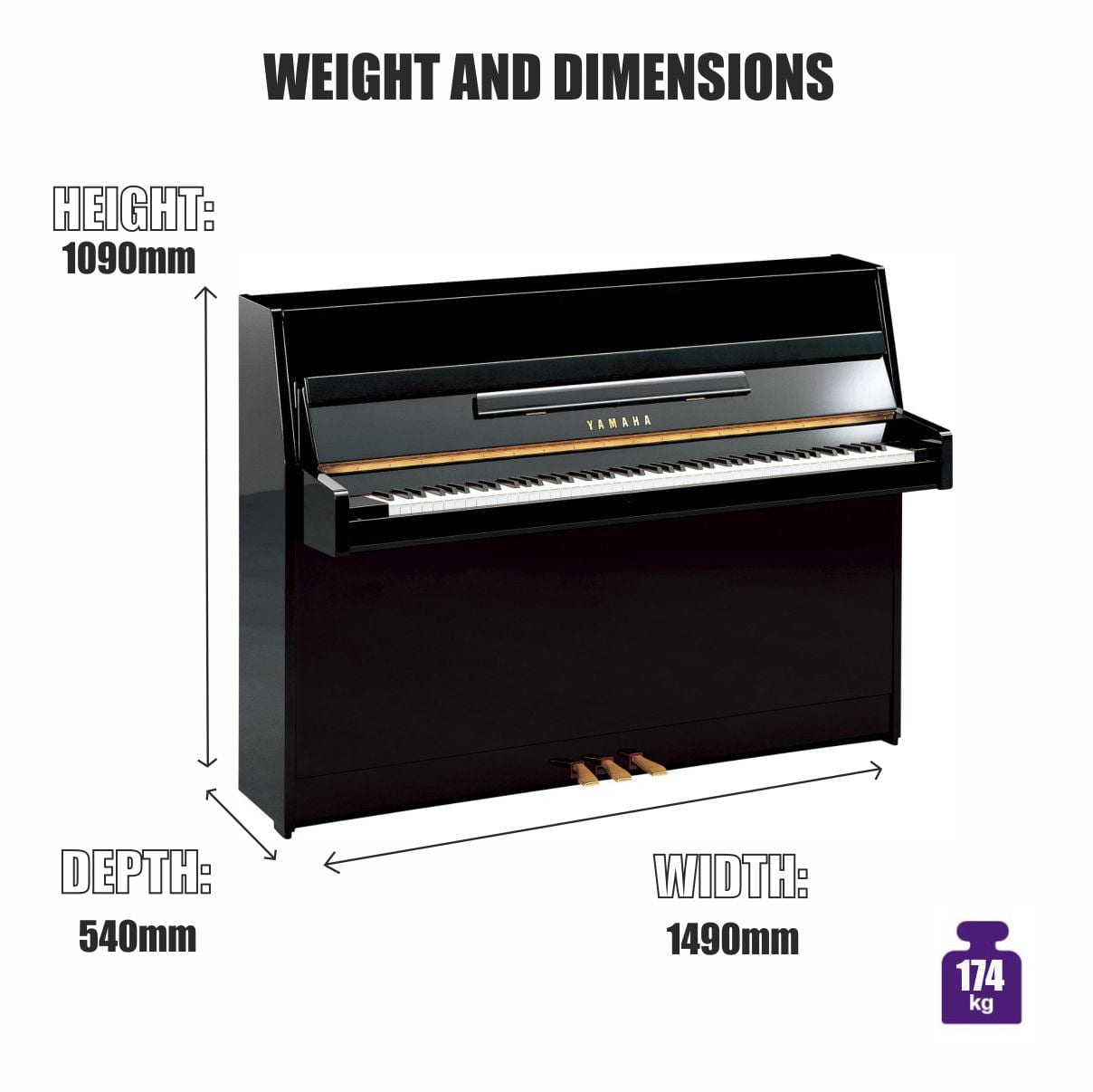 Yamaha B1 Upright Piano; Polished Ebony