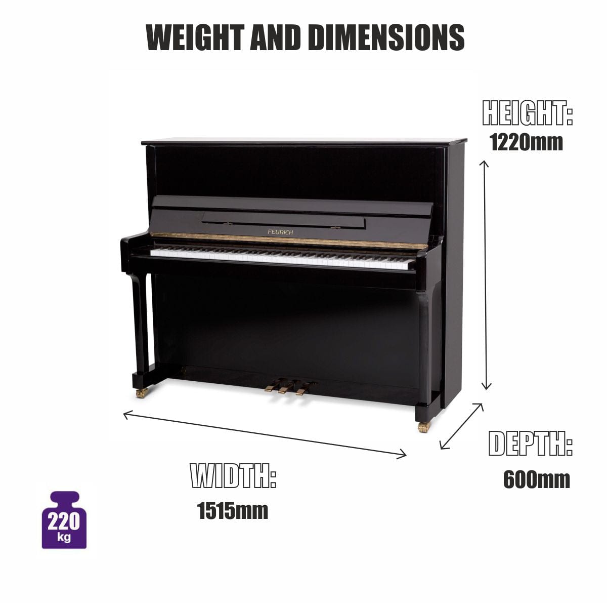 Feurich 122 Universal Upright Piano; Bordeaux Satin