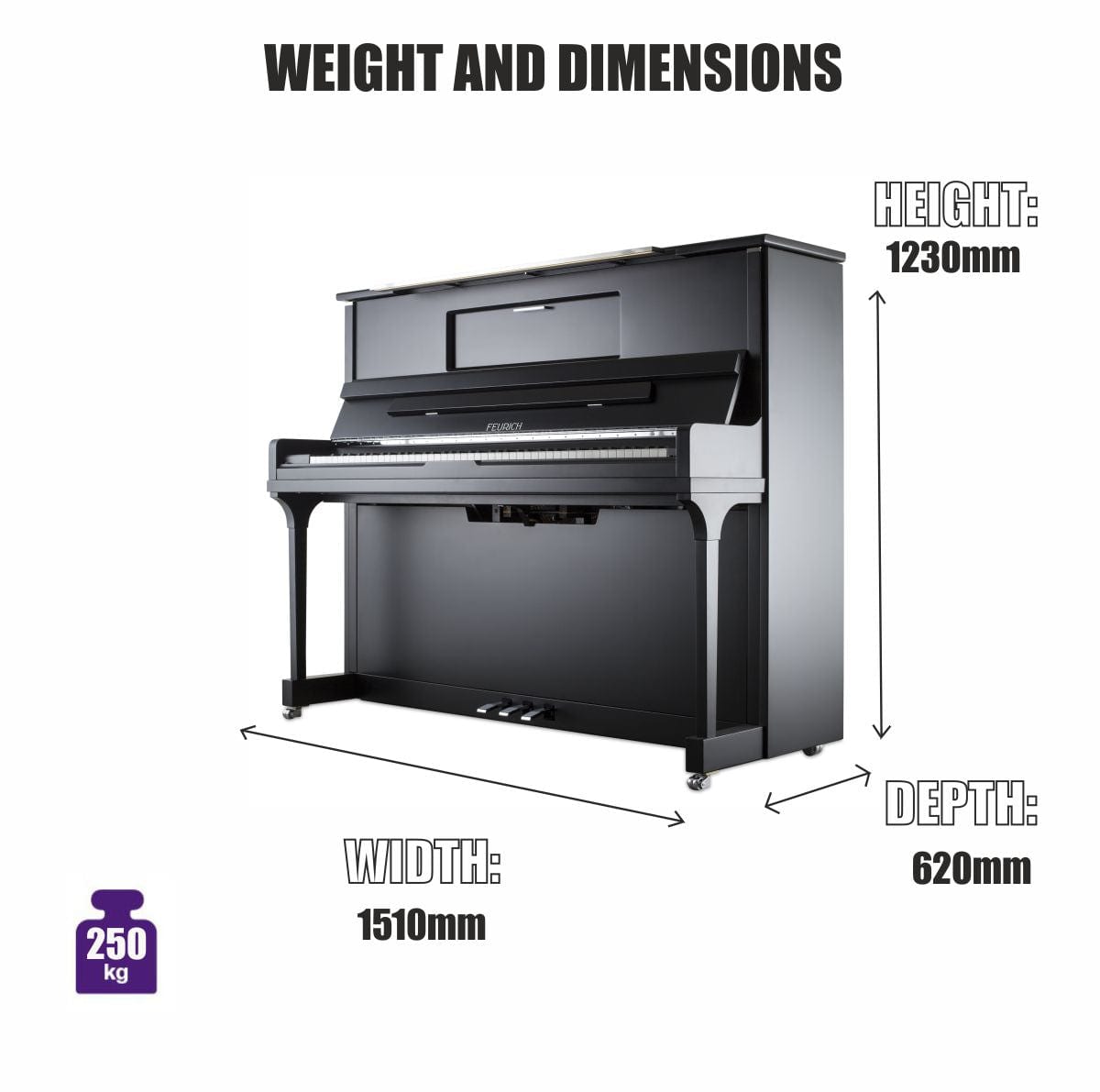 Feurich 123 Vienna Premium Upright Piano; Satin Walnut