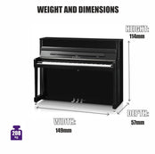 Kawai K200 Upright Piano; Polished Ebony & Silver Fittings