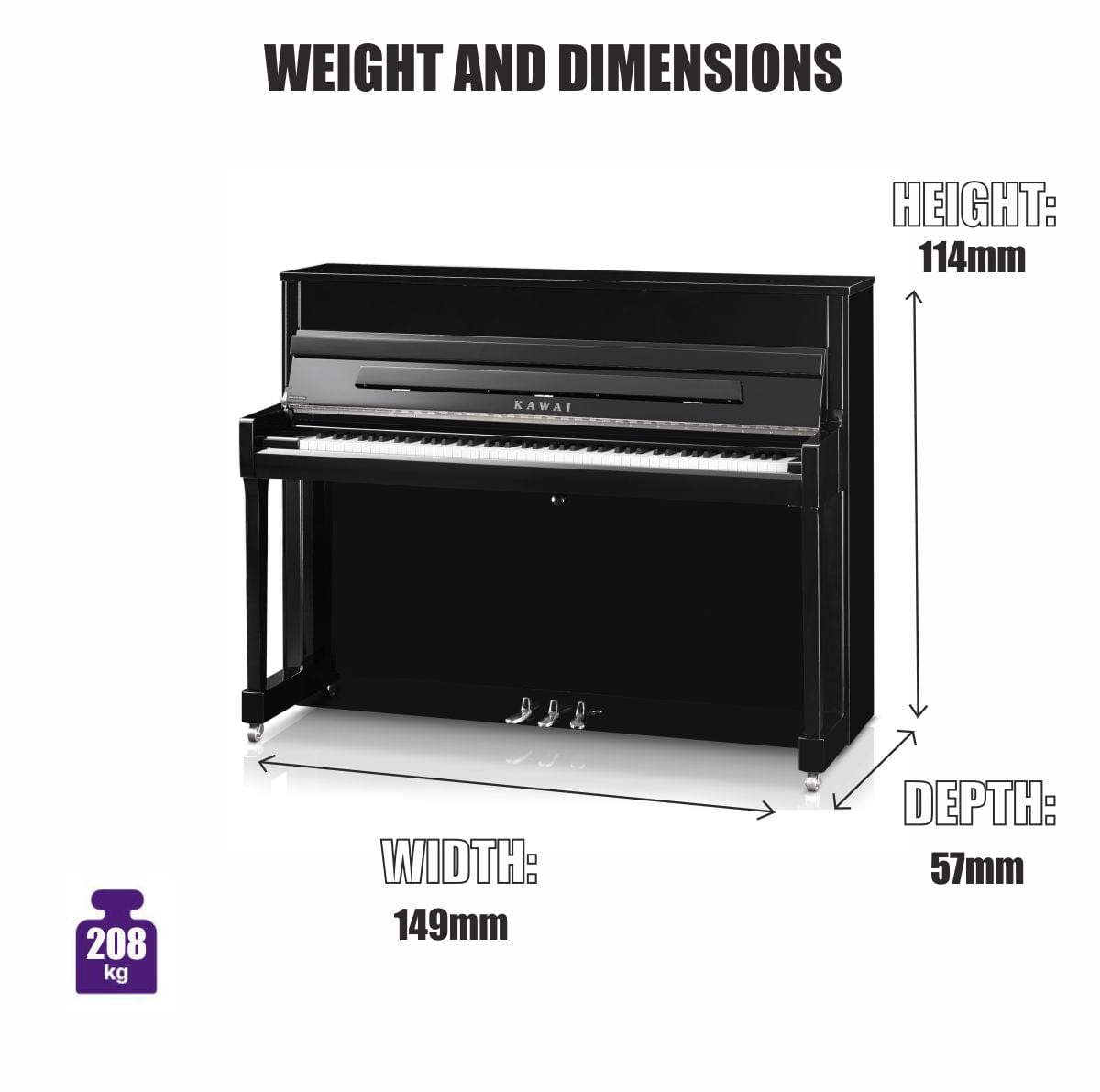 Kawai K200 ATX4 Anytime Silent Silent Upright Piano; Polished Ebony