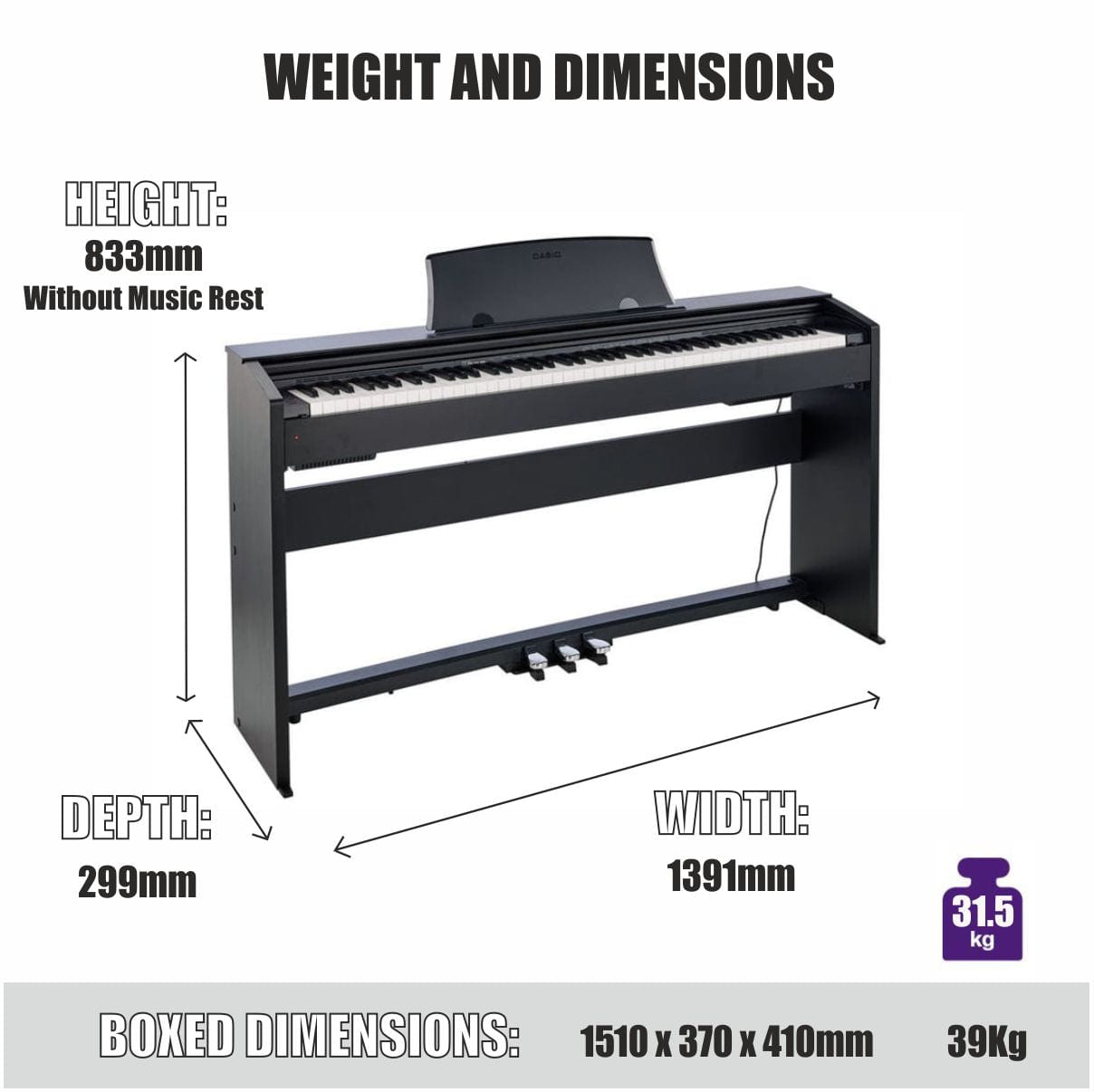 Casio PX770 Black Digital Piano Value Package with £40 Cashback Offer