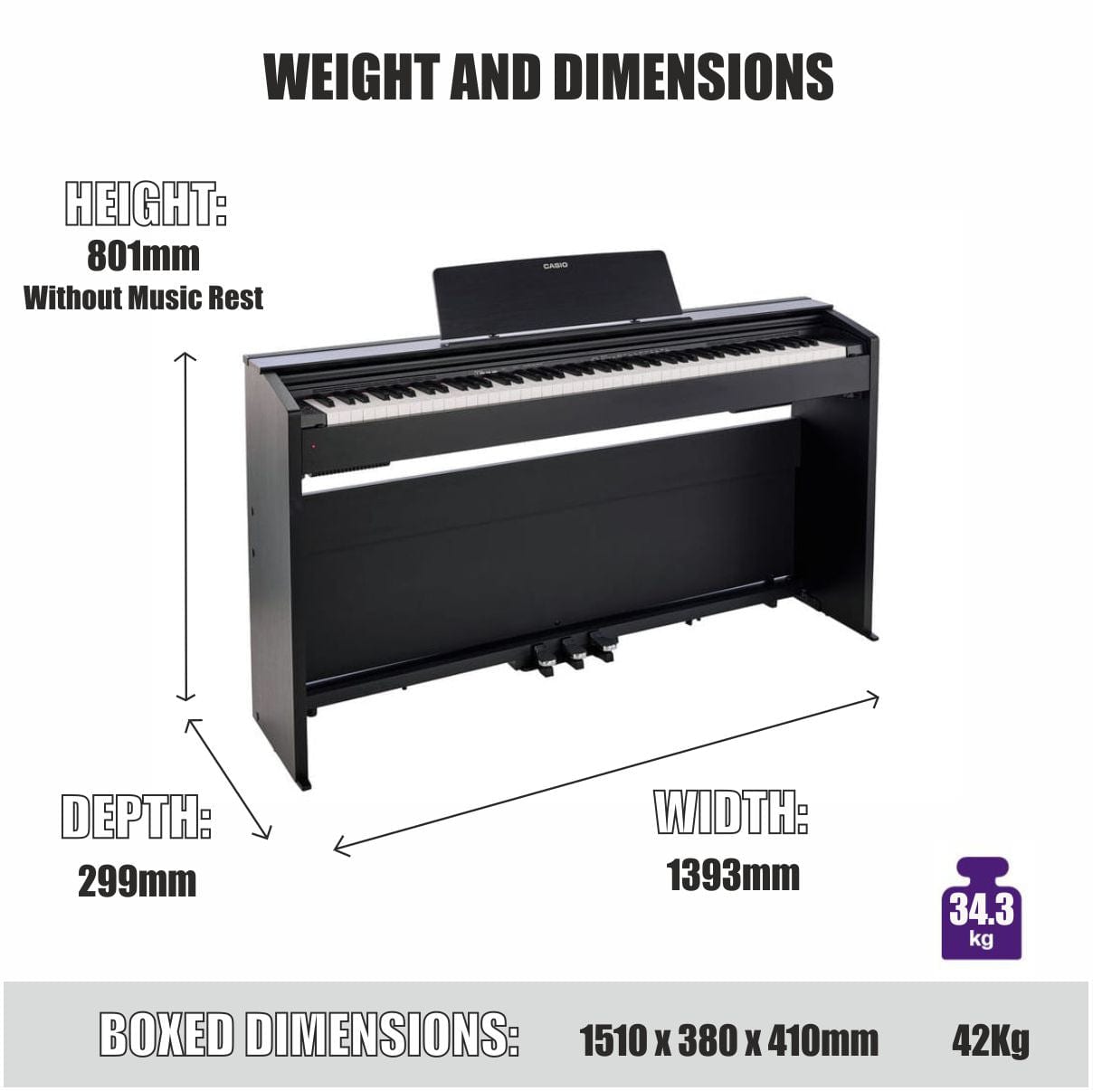 Casio Privia PX870 Black Digital Piano with £40 Cashback Offer