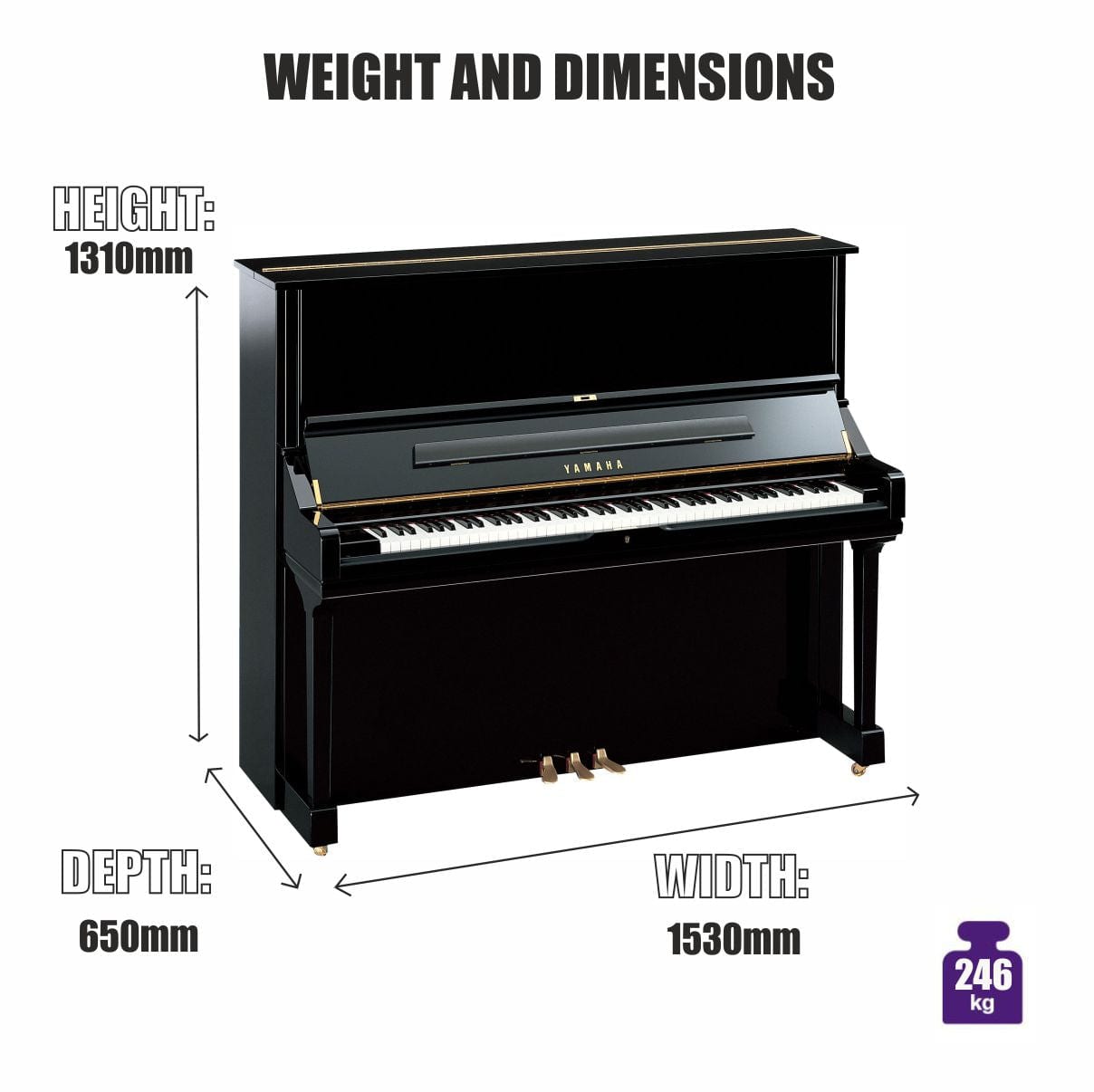 Yamaha U3 Upright Piano; Polished Ebony