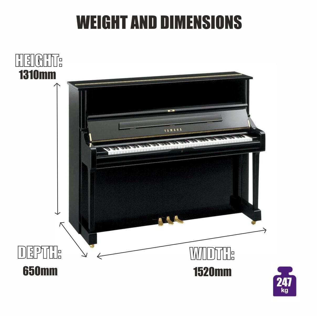 Yamaha YUS3 Upright Piano; Polished Ebony