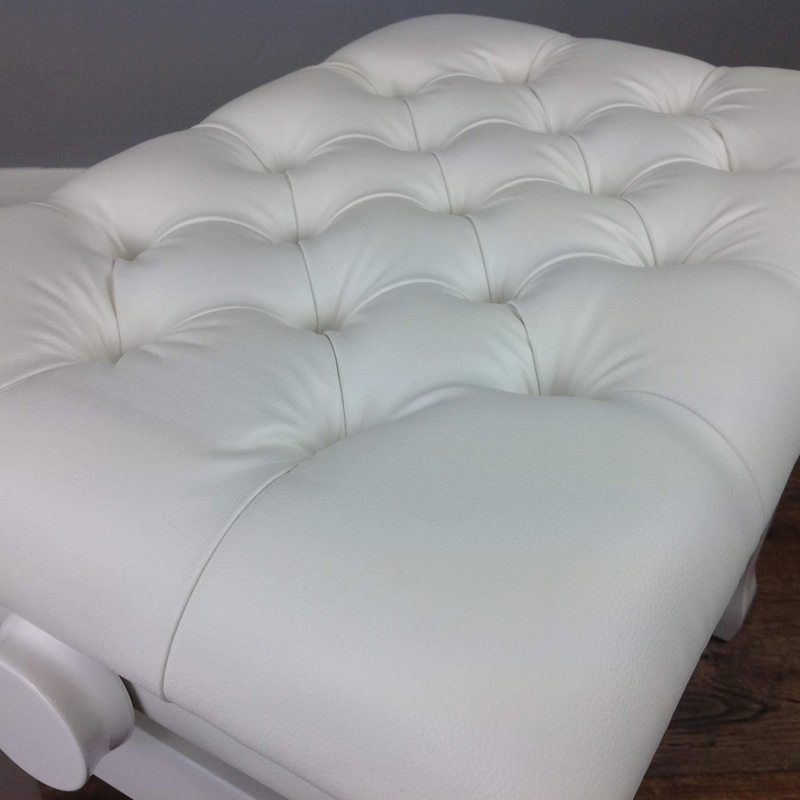 Nocturne Concert Adjustable Height Faux Leather Button Top Piano Stool; Polished White