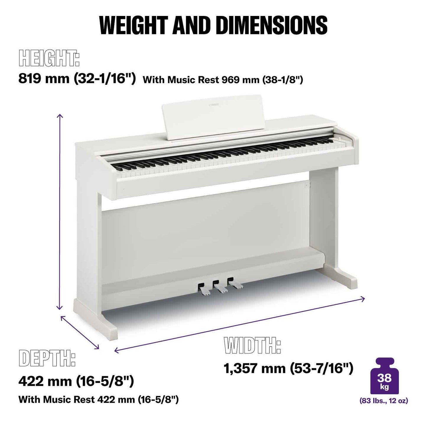 Yamaha YDP145 White Digital Piano Value Package