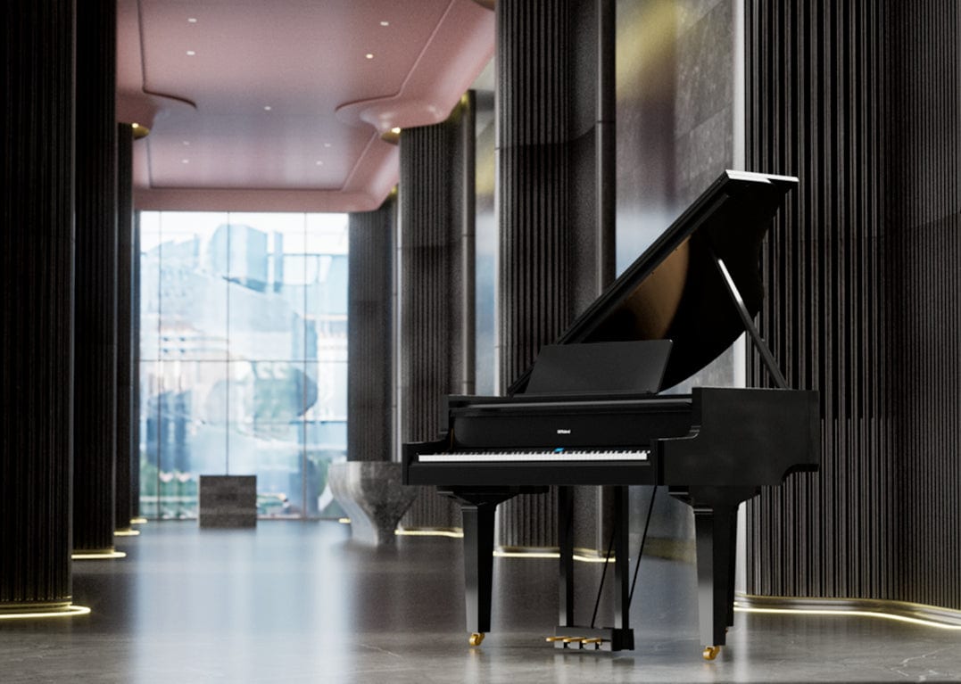 Roland GP9 Digital Grand Piano; Polished Ebony Concert Package