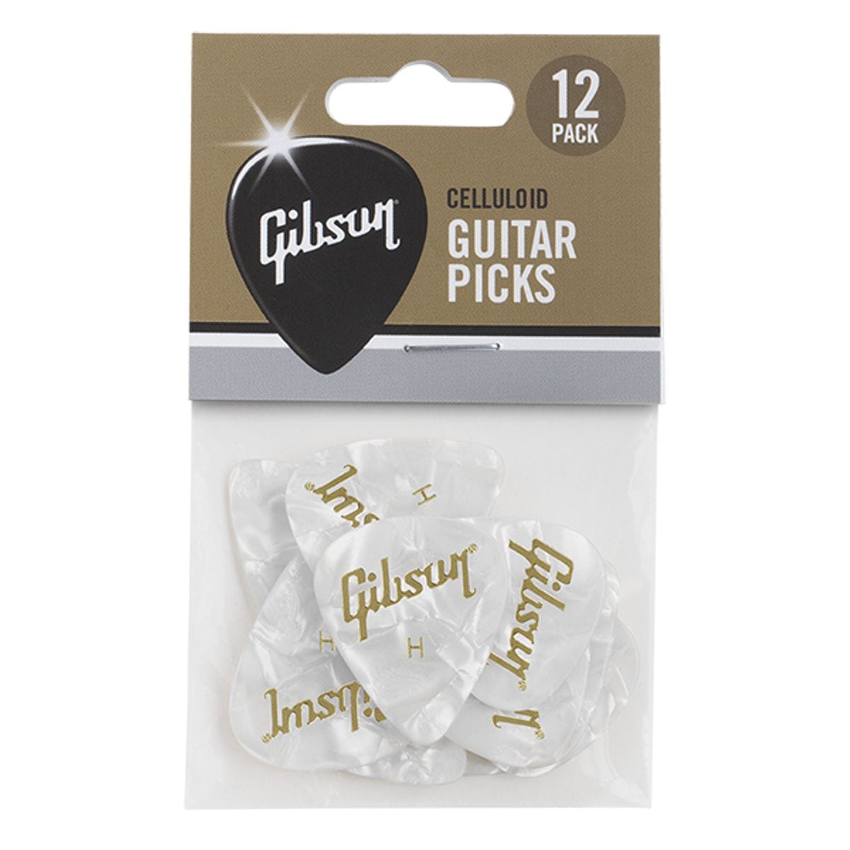 Gibson Pearloid White Guitar Picks Heavy 12 Pack