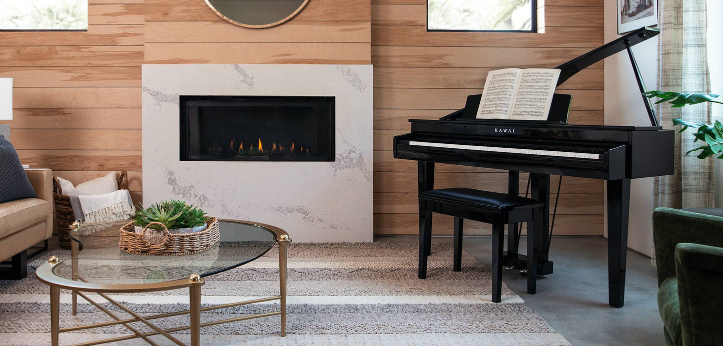 Kawai DG30 Polished Ebony Digital Grand Piano With Stool & Roland RH200 Headphones | Free Delivery & Installation