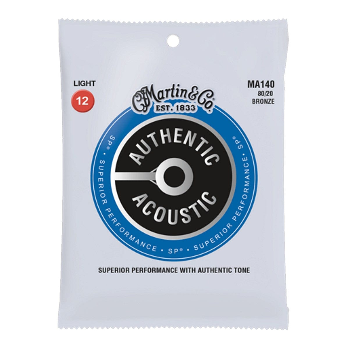 Martin MA140 Authentic Acoustic SP 80/20 Bronze Light Guitar Strings