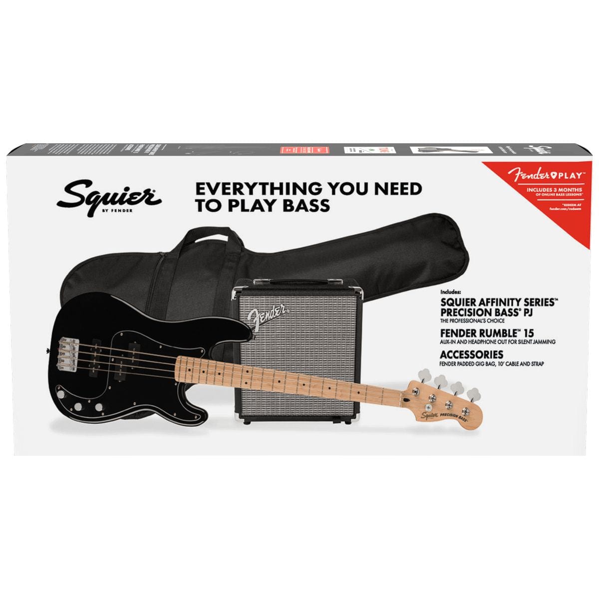 Squier Affinity Precision Bass PJ Pack Maple Black Pack