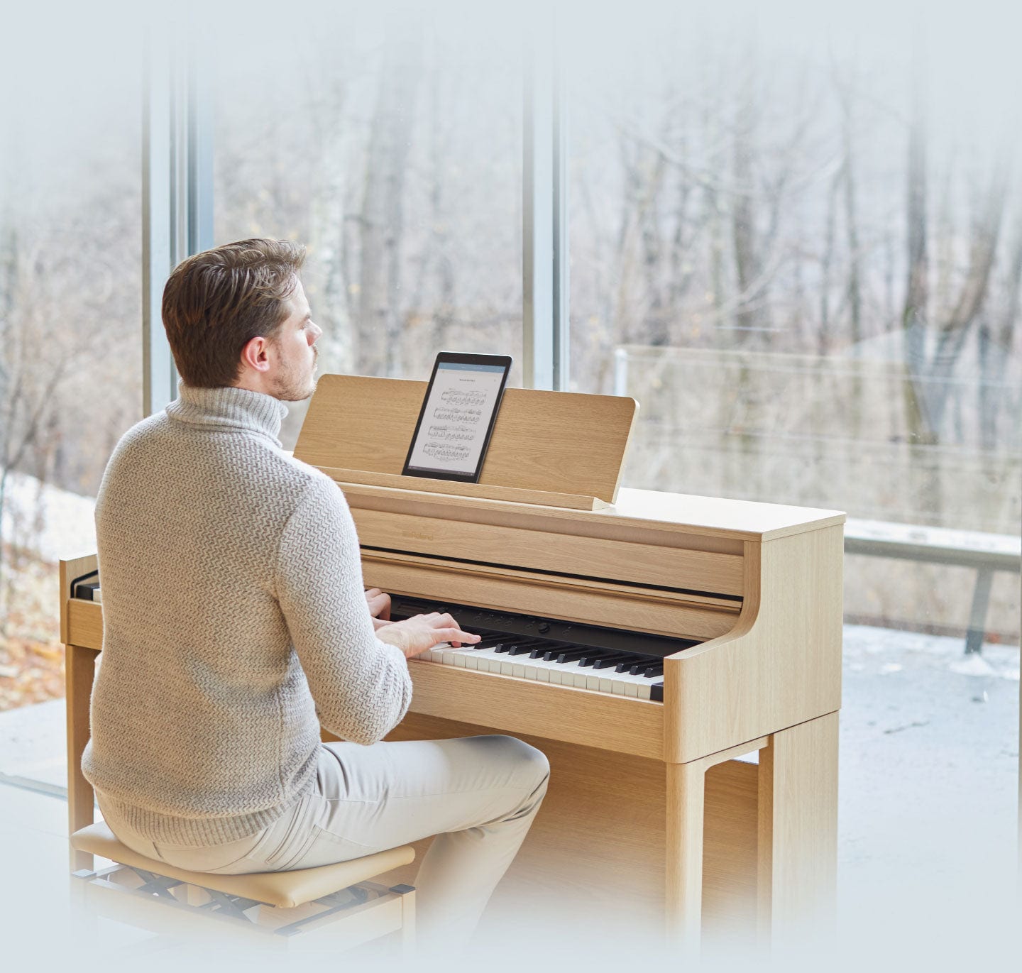 Roland HP704 Digital Piano; Light Oak